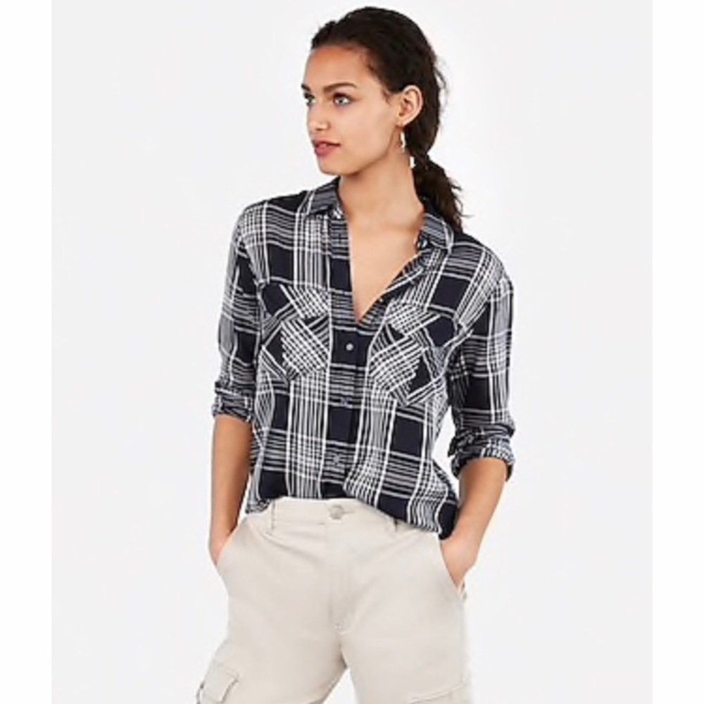 Plaid Boyfriend Shirt from Express
